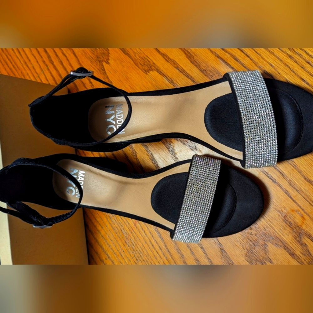 Elegant Madden NYC Black rhinestone heels